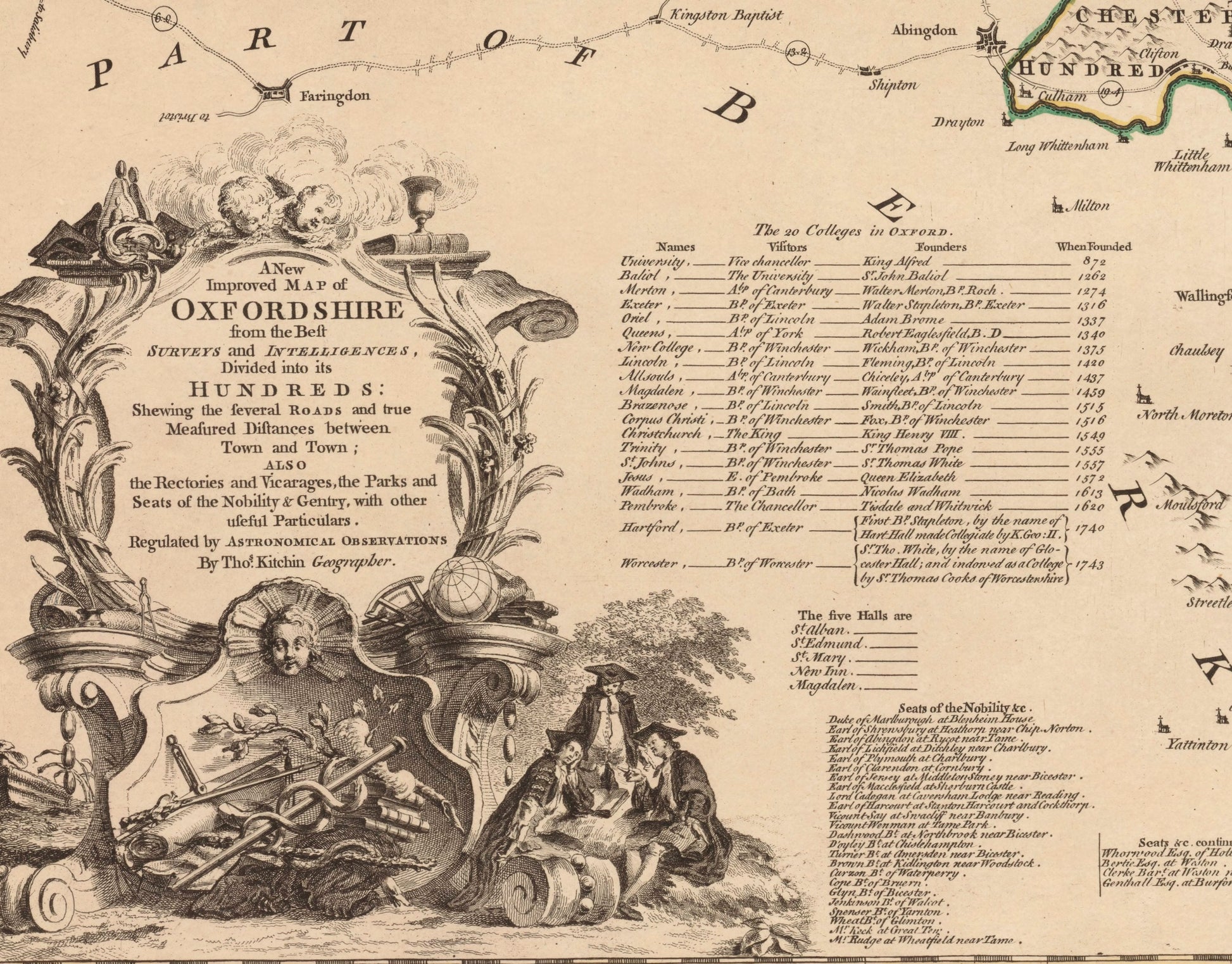 Oxfordshire Map dated 1750 - Antique Reproduction - Emanuel Bowen - Detailed County Map - Available Framed