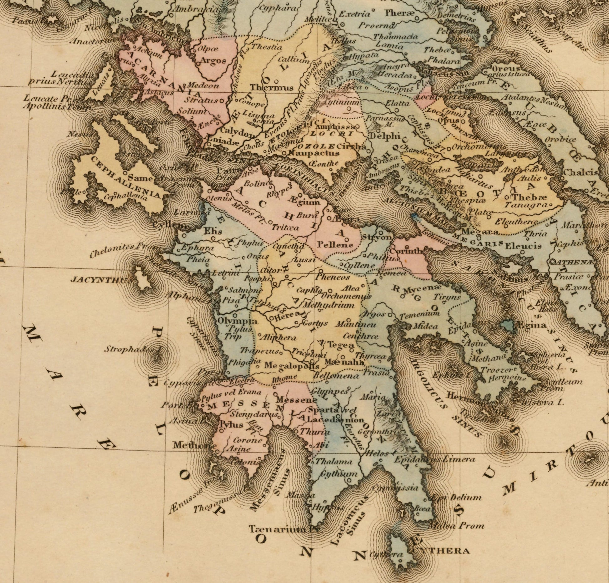 Graecia Antiqua - Ancient Greece - Antique Map dated 1823 - Antique Reproduction - Detailed Map - Available Framed